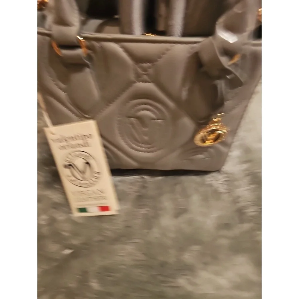 Valentino Orlandi Light Grey Quilted Monogram Handbag Crossbody‎  - MSRP 259.00